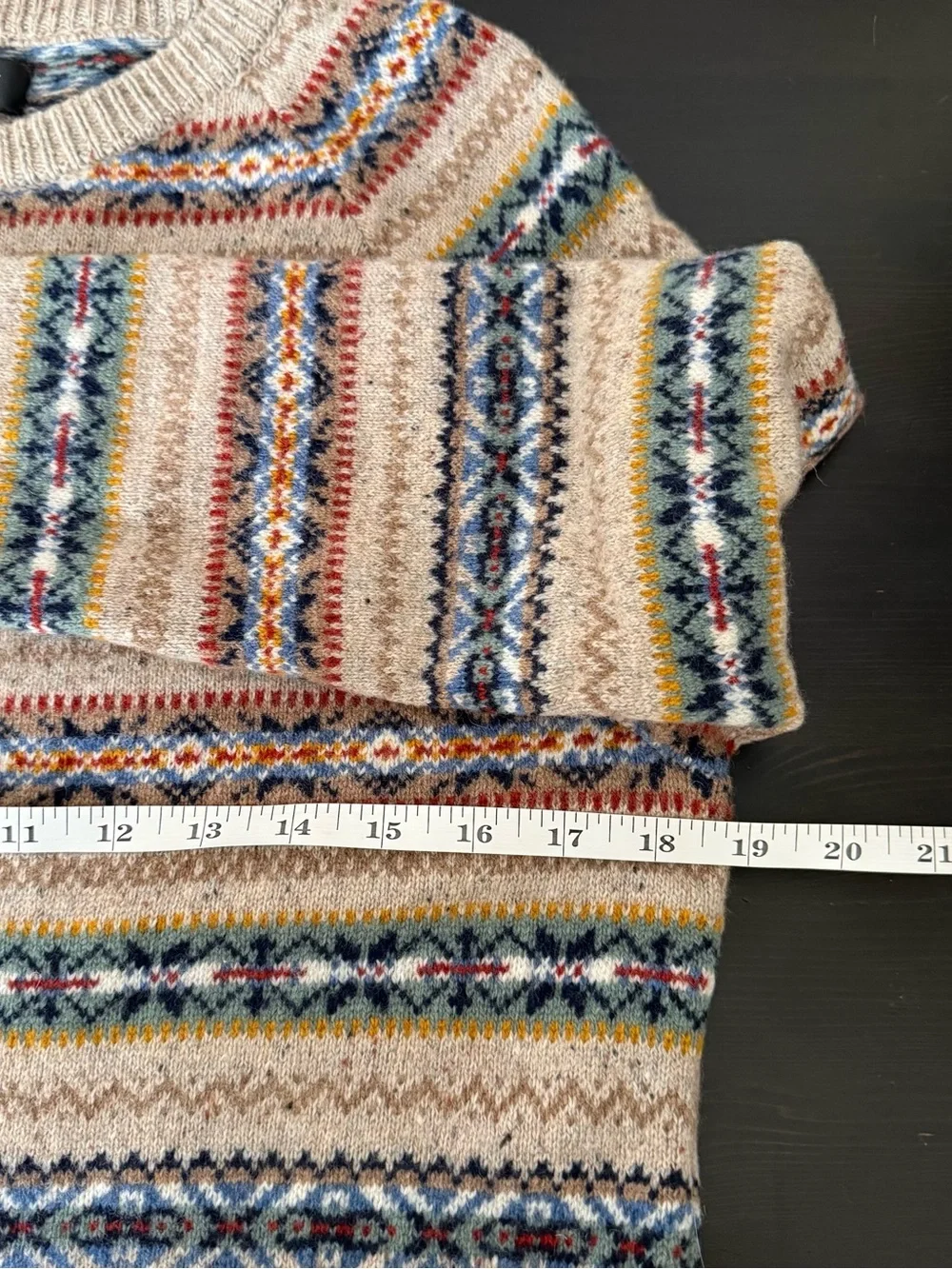 J Crew Sweater Men Sz S Beige Fair Isle Lambswool Blend Crewneck Nordic Pullover